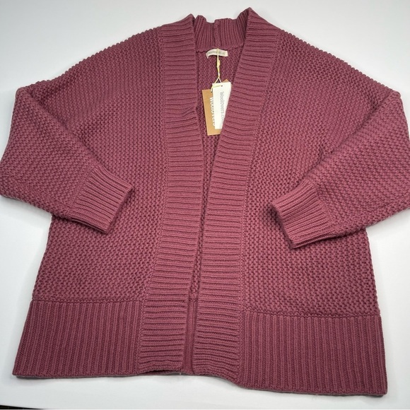 Woolovers Cardigan Sweater Chunky Edge to Edge Henna Mauve Fisherman Boho  New - Picture 2 of 13